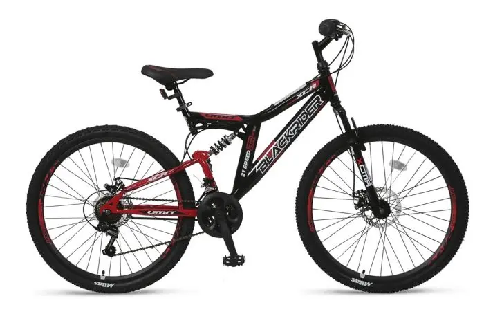 black red mountain bike