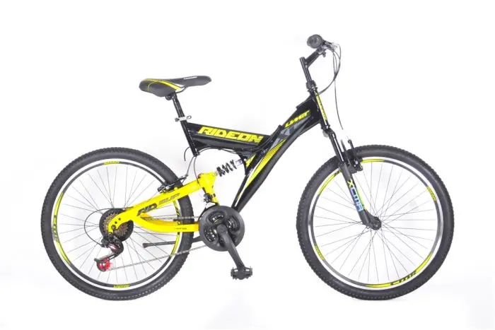 black and yellow mountain bike
