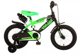 Volare Sportivo Kinderfiets - Jongens - 14 inch - Neon Groen Zwart - 95% afgemonteerd