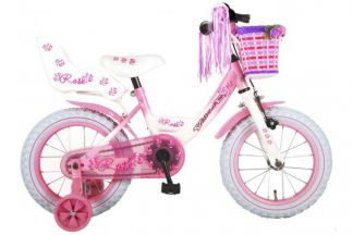 Volare Rose Kinderfiets - Meisjes - 14 inch - Roze Wit - 95% afgemonteerd