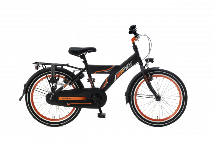 Popal Funjet X Jongensfiets 22 inch - Mat Zwart / Oranje