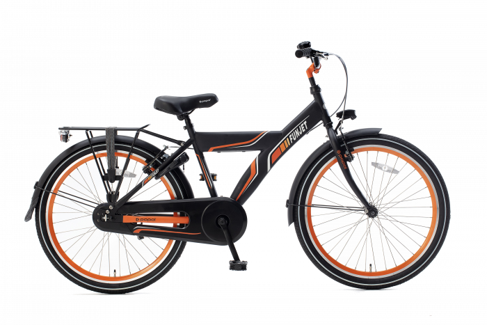 Popal Funjet X Jongensfiets 24 inch - Mat Zwart / Oranje